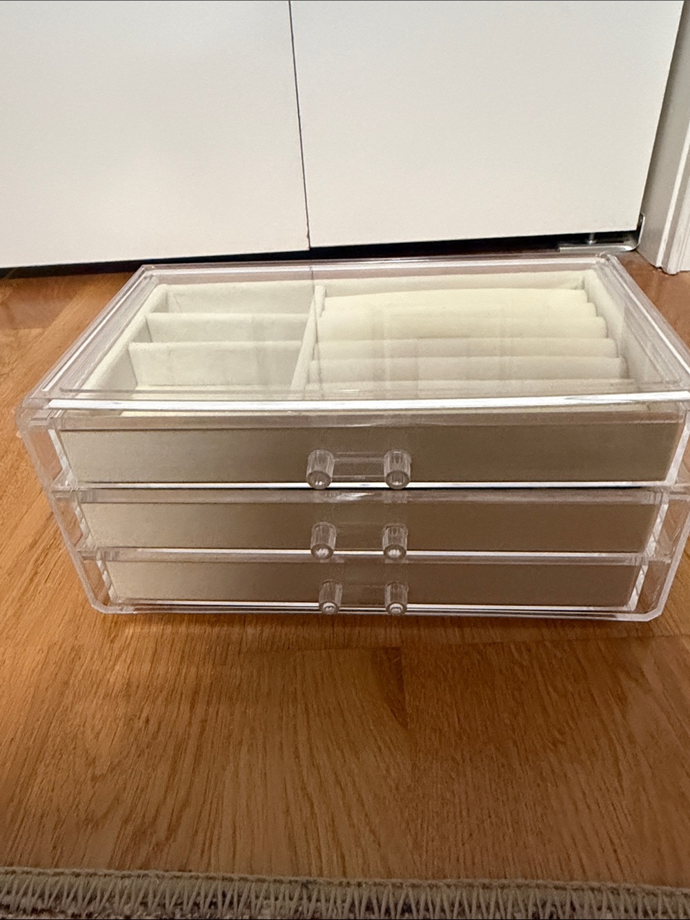 Clear Acrylic Jewelry & Accessory Organizer with Cream Felt Inserts